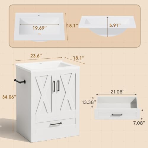 JUMMICO 24" Bathroom Vanity with view 2