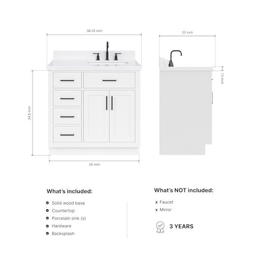 ARIEL Hepburn 36-inch Bathroom Vanity view 2