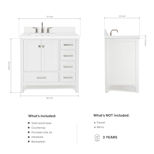 ARIEL Cambridge 36-inch Bathroom Vanity view 2