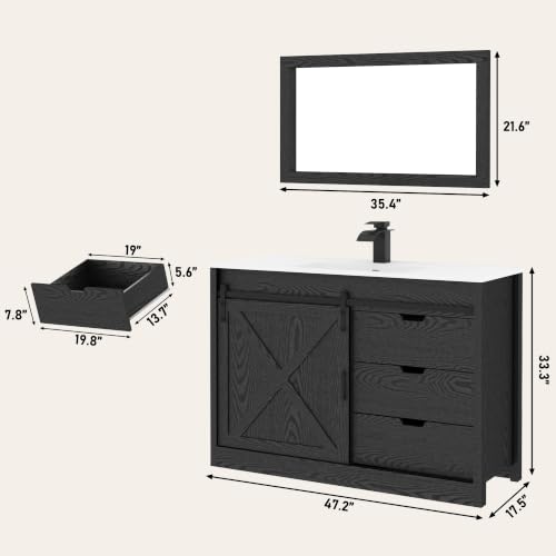48" Farmhouse Bathroom Vanity with view 2