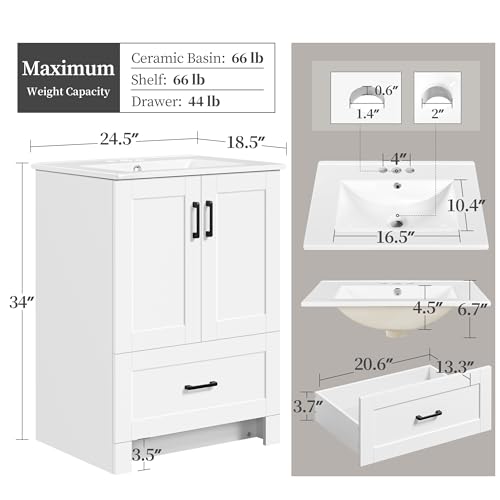 Yaheetech 24.5 Inch Modern Bathroom view 2