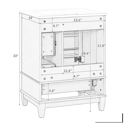 24" Bathroom Vanity with Sink view 4