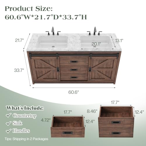 LUXOAK 61" Farmhouse Bathroom Double view 2