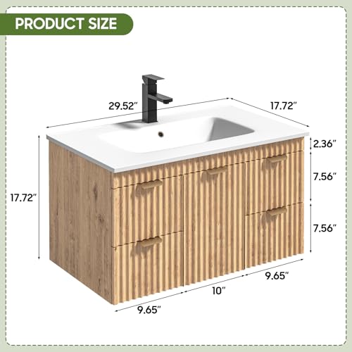 Vabches 30" Fluted Bathroom Vanity view 2