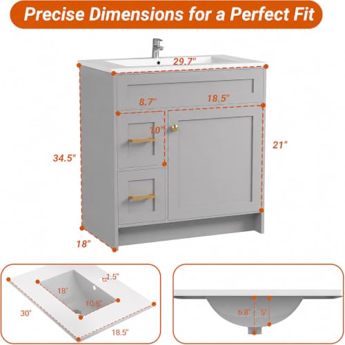 LDarqeer 30 Inch Freestanding Bathroom view 2