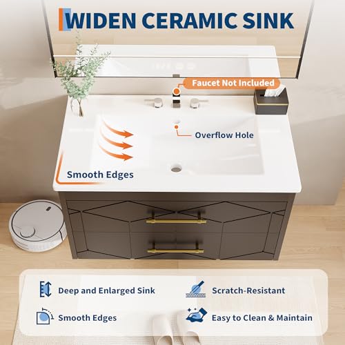 GAOMON 30" Floating Vanity with view 3