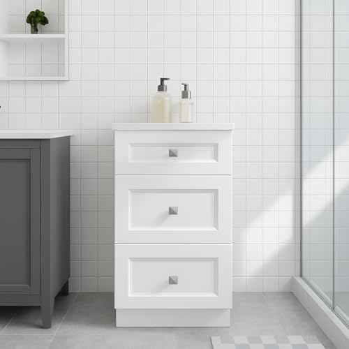 18" White Shaker Bathroom Drawer