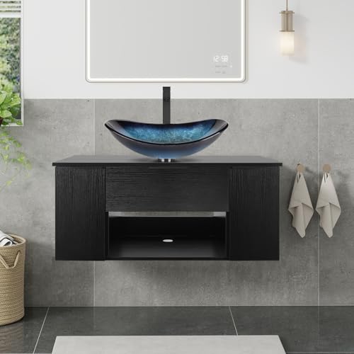 SOLIDEE 36 Inch Black Floating