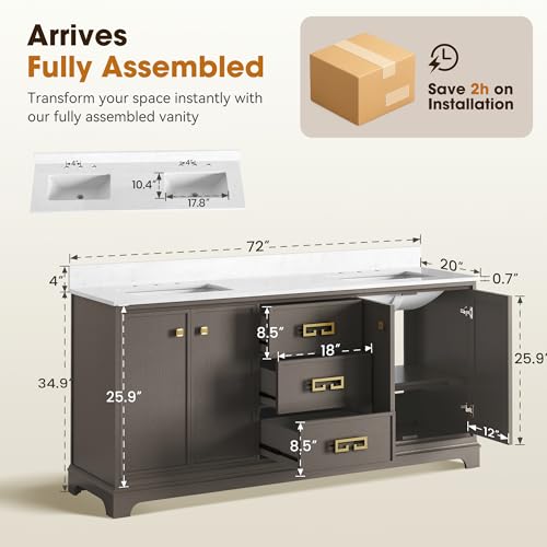 Alphabath 72 Inch Double Sink view 2