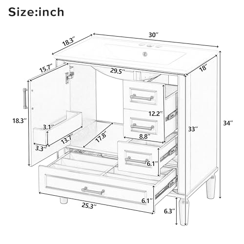 30 Inch Bathroom Vanity with view 2