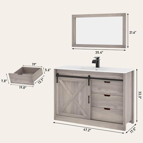 48" Farmhouse Bathroom Vanity with view 2