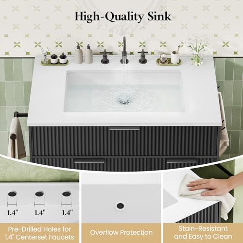 ANGRYWIN 31 Inch Fluted Bathroom view 3