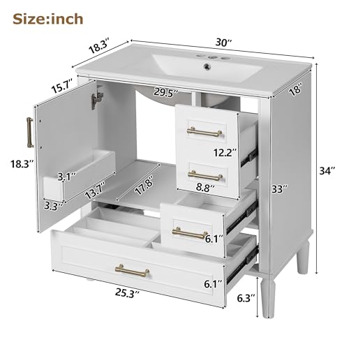 30 Inch Bathroom Vanity with view 2