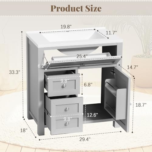 Shahoo 30" Bathroom Vanity with view 2