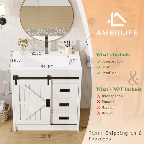 AMERLIFE 31" Farmhouse Bathroom Vanity view 2