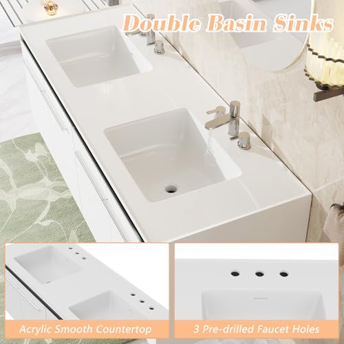 AMERLIFE 60" LED Floating Bathroom view 3
