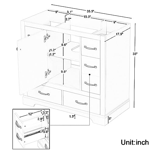 Favfurish 36" Bathroom Vanity Without view 2