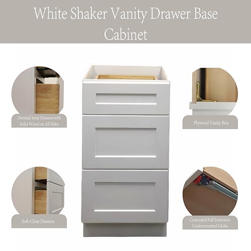 18" White Shaker Bathroom Drawer view 3
