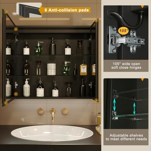 KWW LED Lighted Bathroom Medicine view 4