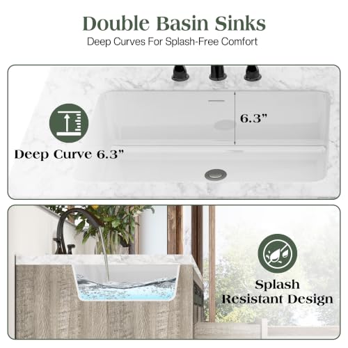 LUXOAK 61" Farmhouse Bathroom Double view 4