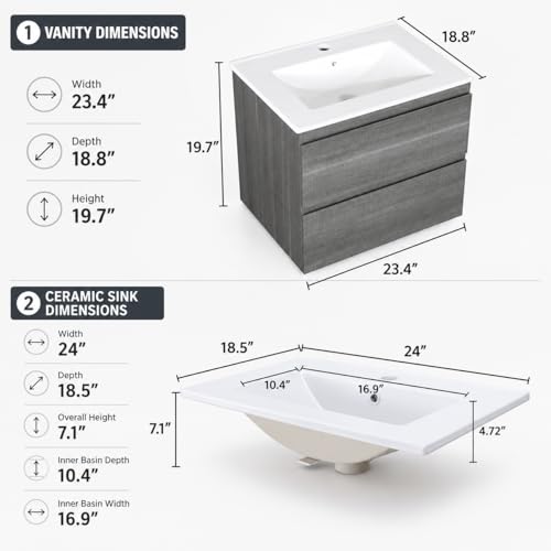 24 Inch Floating Bathroom Vanity view 2