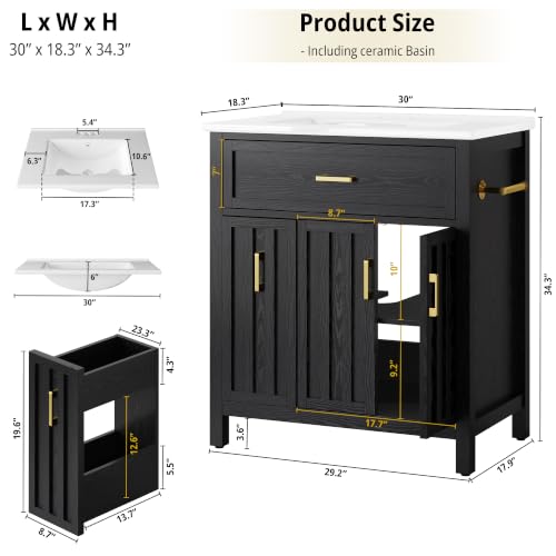 IRONCK 30" Bathroom Vanity with view 3