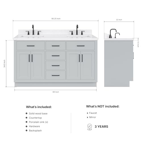 ARIEL Hepburn 60-inch Double Bathroom view 5