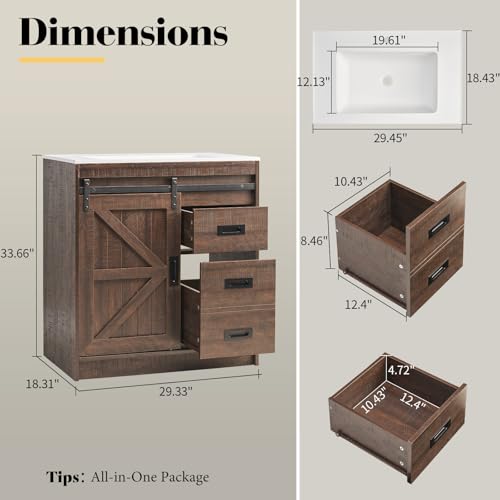 LUXOAK 30" Farmhouse Sliding Barn view 2