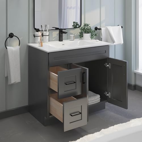 Gray Shaker Bathroom Vanity Sink view 3