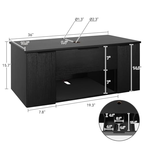 SOLIDEE 36 Inch Black Floating view 2