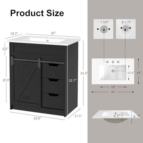 ELEVACHIC 30" Bathroom Vanity with view 2