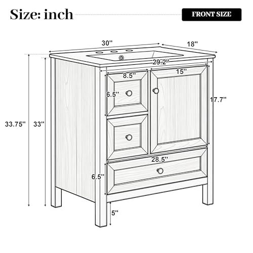 30" Wood Bathroom Vanity Cabinet view 2
