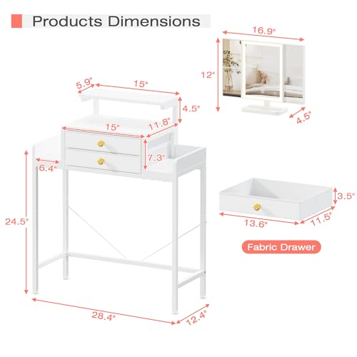 HIGDBFE Vanity Desk with Mirror view 5