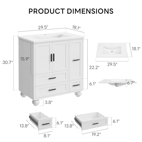LIKIMIO 29.5" Bathroom Vanity with view 2