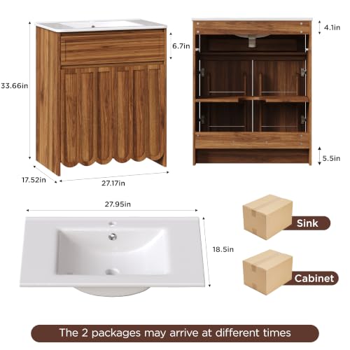 28 inch Brown Bathroom Vanity view 2