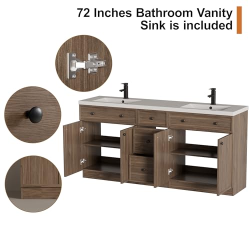LUCKWIND 72" Bathroom Vanity Sink view 5