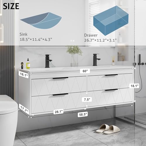 eclife 60" Floating Bathroom Vanity view 2