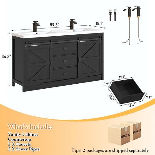 Double Bathroom Vanity with Sink view 2