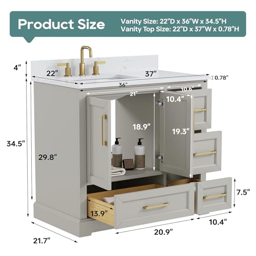 DELUXE LIVING 36 Inch Bathroom view 2