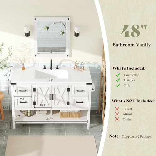 AMERLIFE 48" White Farmhouse Double view 2