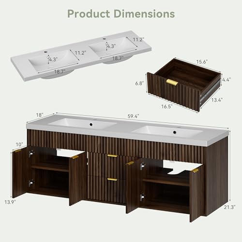 NOVAMAISON 60" Bathroom Vanity with view 2