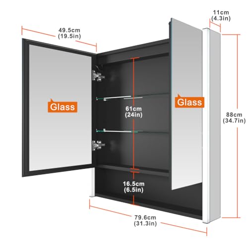 KWW LED Lighted Bathroom Medicine view 2