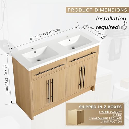 48" Freestanding Bathroom Vanity Double view 2