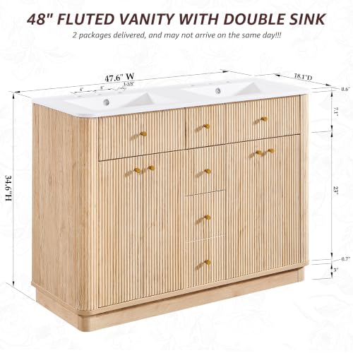 T4TREAM 48" Fluted Bathroom Vanity view 2