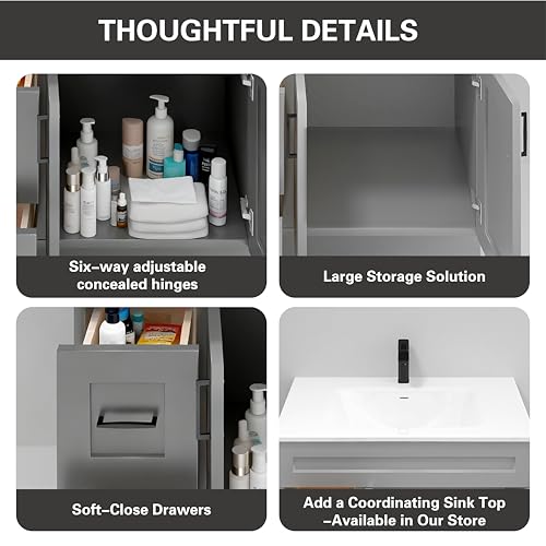 Gray Shaker Bathroom Vanity Sink view 5