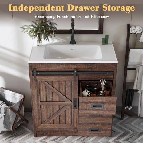 LUXOAK 30" Farmhouse Sliding Barn view 5
