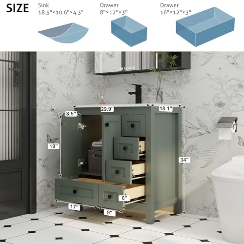 eclife 30" Bathroom Vanities with view 2