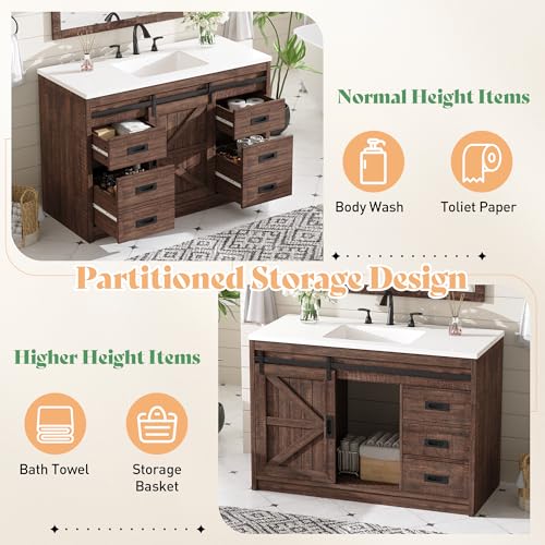 AMERLIFE 48" Farmhouse Freestanding Bathroom view 4