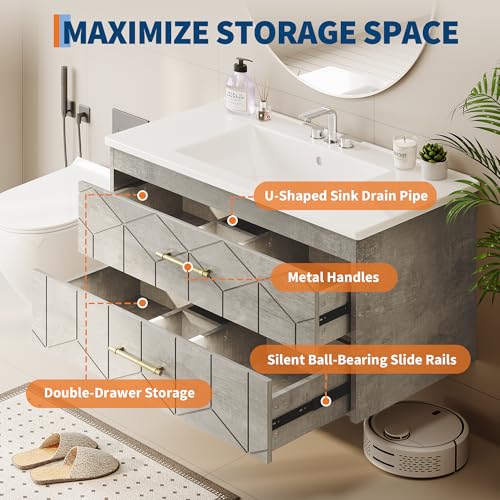 IDEALHOUSE Floating Bathroom Vanity with view 4