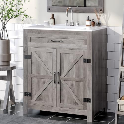 VINGLI 30" Farmhouse Bathroom Vanity